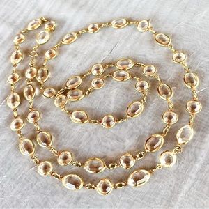 Faceted Clear Glass Gold Long High Quality Fashion Jewelry Necklace
